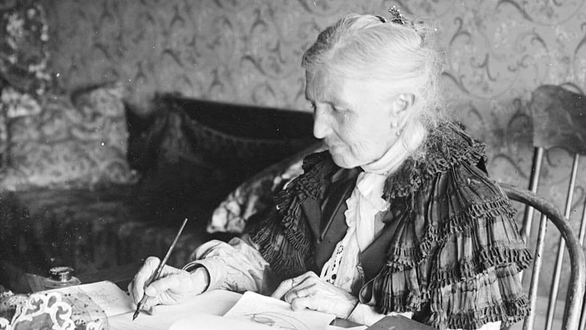 Latter-day Saint pioneer and Utah suffragist Emmeline B. Wells writing in her diary.