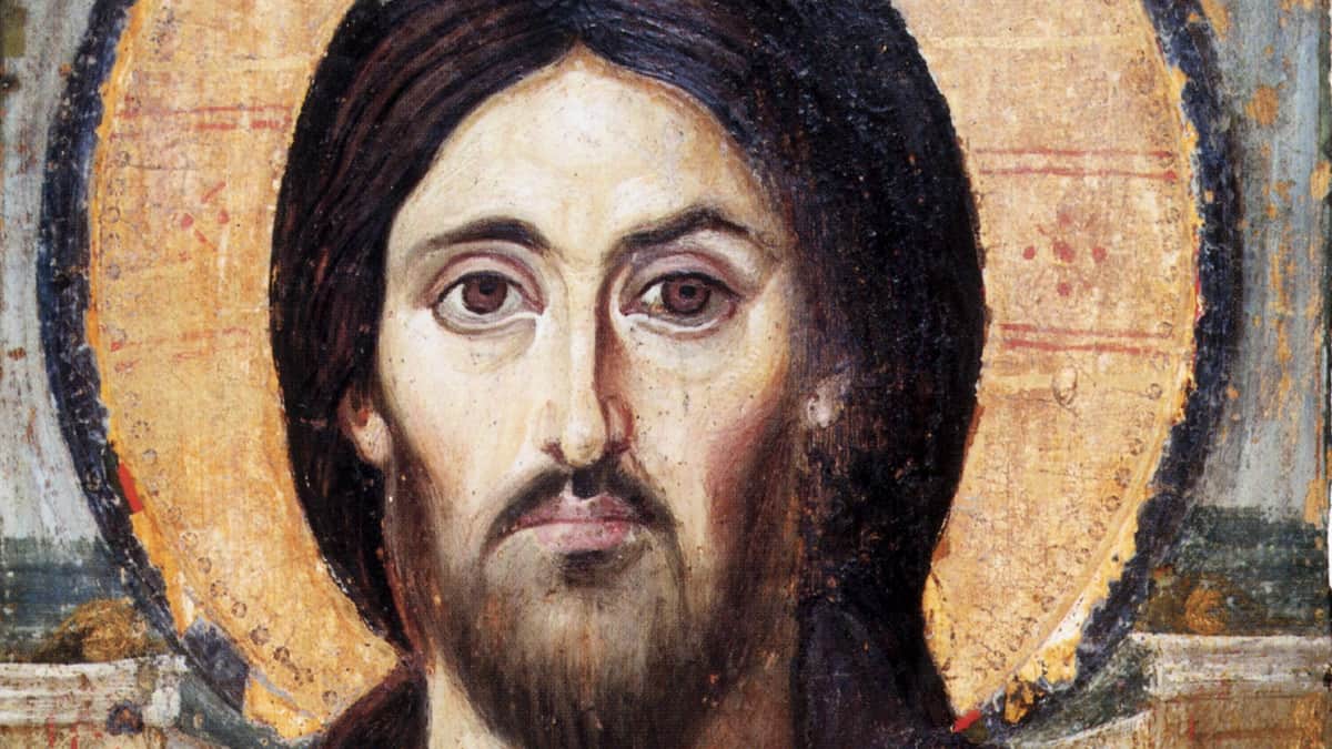 A painting show Jesus conveying his divine nature.