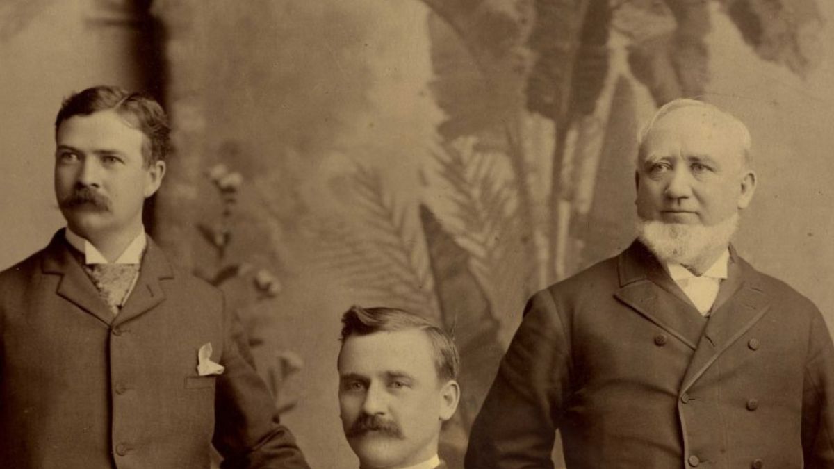 A pioneer portrait of George Q. Cannon and his four sons, including Senator Frank J. Cannon.