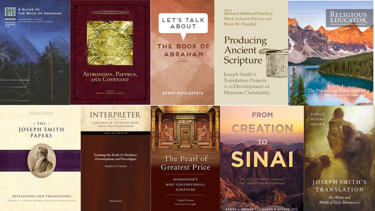 A compilation of book covers drawn from a Book of Abraham bibliography.