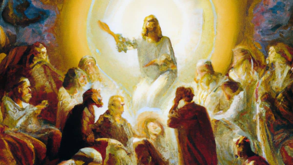 A depiction of Abraham's foreordination as a noble and great ruler in a heavenly council.