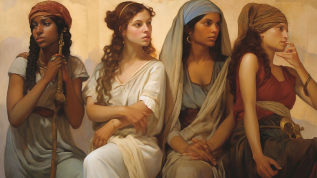 An artificially-generated image showing four women in the genealogy of Jesus found in Matthew.