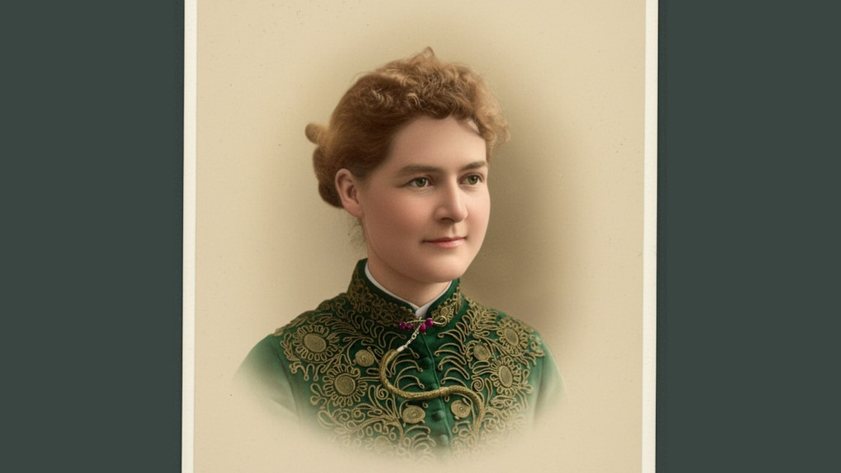 Portrait of Martha Hughes Cannon, the first female state senator in the United States, Utah physician, suffragist, and advocate for women’s rights.