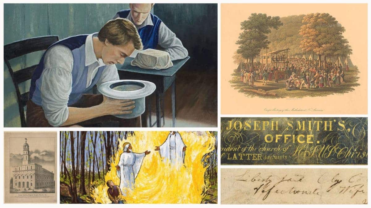 A collage of Joseph-Smith related images conveying the long journey of biographer John G. Turner.