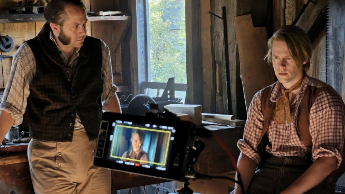 A behind the scenes still from the "Six Days in August" movie.