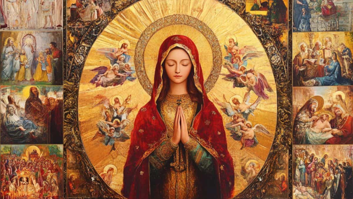 A composite painting of the Virgin Mary generated by AI to represent the nuanced way she was viewed in early Christianity.