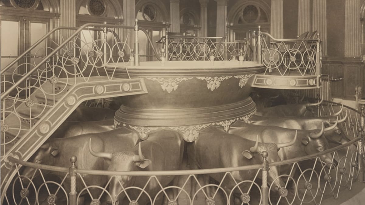 Baptismal font used for baptism for the dead, central to the Latter-day Saint doctrine of the redemption of the dead.