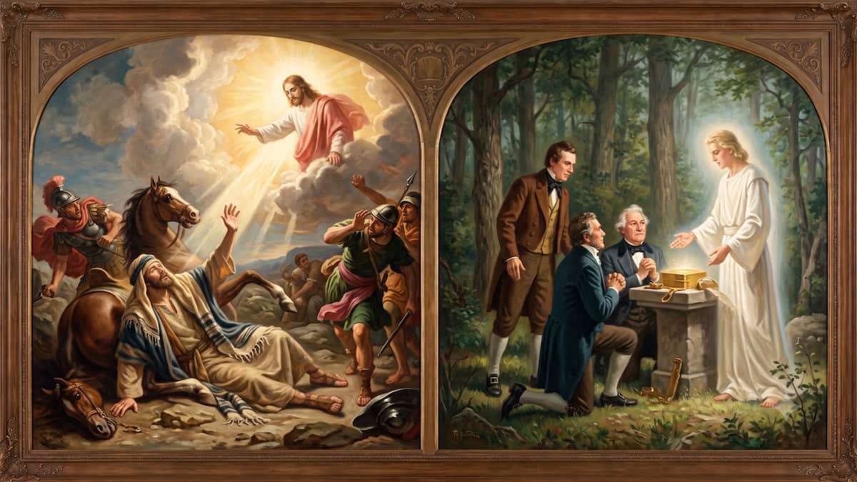 An AI generated image of the Book of Mormon Witnesses compared with Paul's witness of Jesus Christ's resurrection.