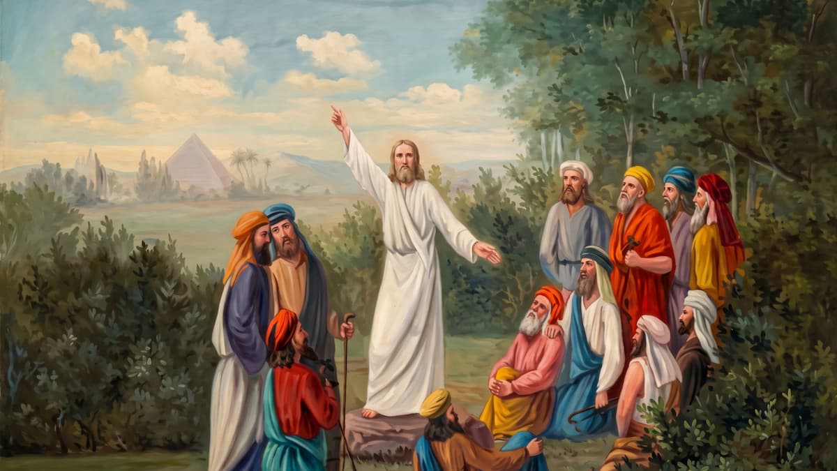 C. C. A. Christensen's Christ and His Disciples in the New World, an early piece of Latter-day Saint art of Jesus.